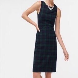 Plaid Black Watch Tartan wool blend jumper sheath sleeveless dress J Crew